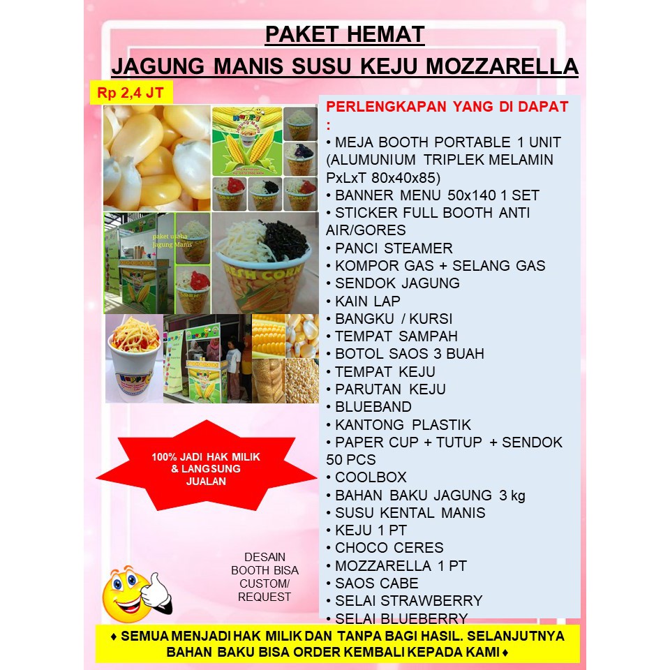Paket Hemat Murah Ekonomis Usaha Franchise Makanan Jasuke Jagung Susu Keju Gerobak Booth Shopee Indonesia