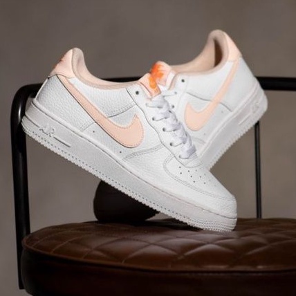 white and peach nike air force