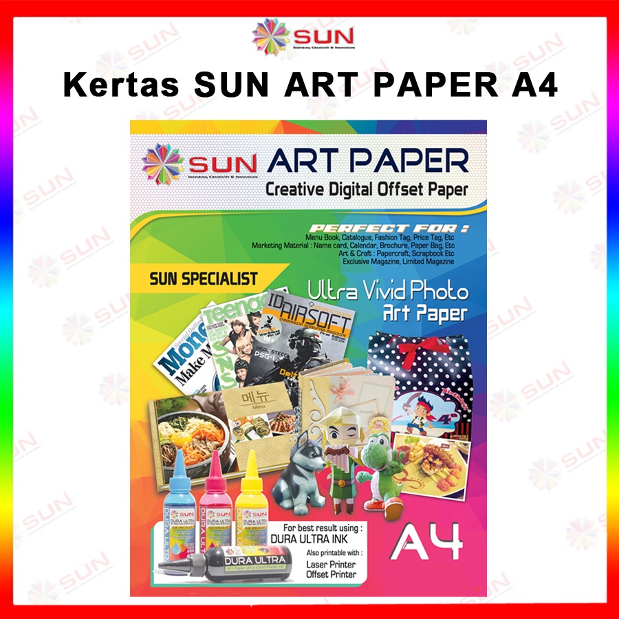 

Kertas Art Paper - SUN ART PAPER 100, 120, 150, 210, 230, 260 gram Ukuran Kertas A4, F4