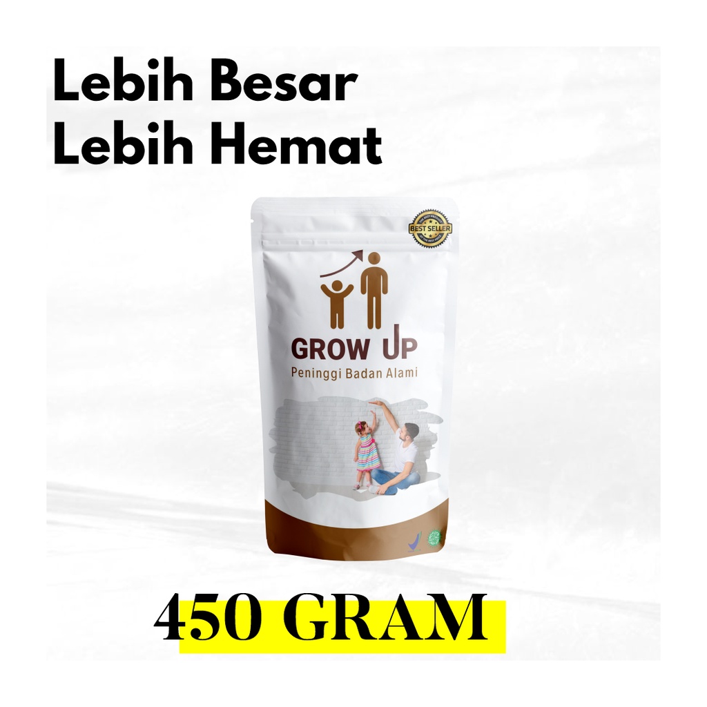 450 GRAM GrowUp Susu Peninggi Badan Tercepat Umur 12 Tahun Alami Suplemen Vitamin Herbal Penambah Tinggi Tulang Usia 13 14 15 16 17 18 19 20 Terbukti Obat ini Original Murah dan Ampuh