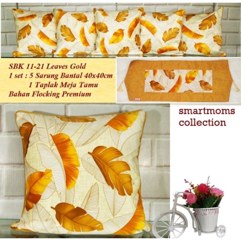 SARUNG BANTAL SOFA KURSI MEWAH MINIMALIS LEAVES GOLD