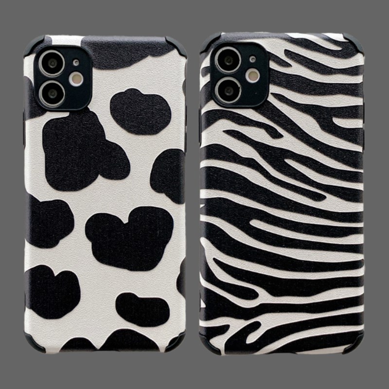 Soft leather phone case for iPhone 6 6s 7 8 Plus iPhone 11 12 Pro Max XR X XS MAX SE 2020 12 Mini Fashion Zebra Cow Pattern Silicon Full Cover