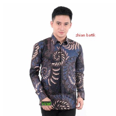 KEMEJA ATASAN BATIK PRIA LENGAN PANJANG WARNA NAVY BIRU / BATIK LENGAN PANJANG WARNA NAVI BIRU DONGKER