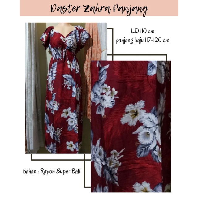 Daster Zahra panjang //Daster Zahra //Zahra panjang Rayon Bali //Daster Bali