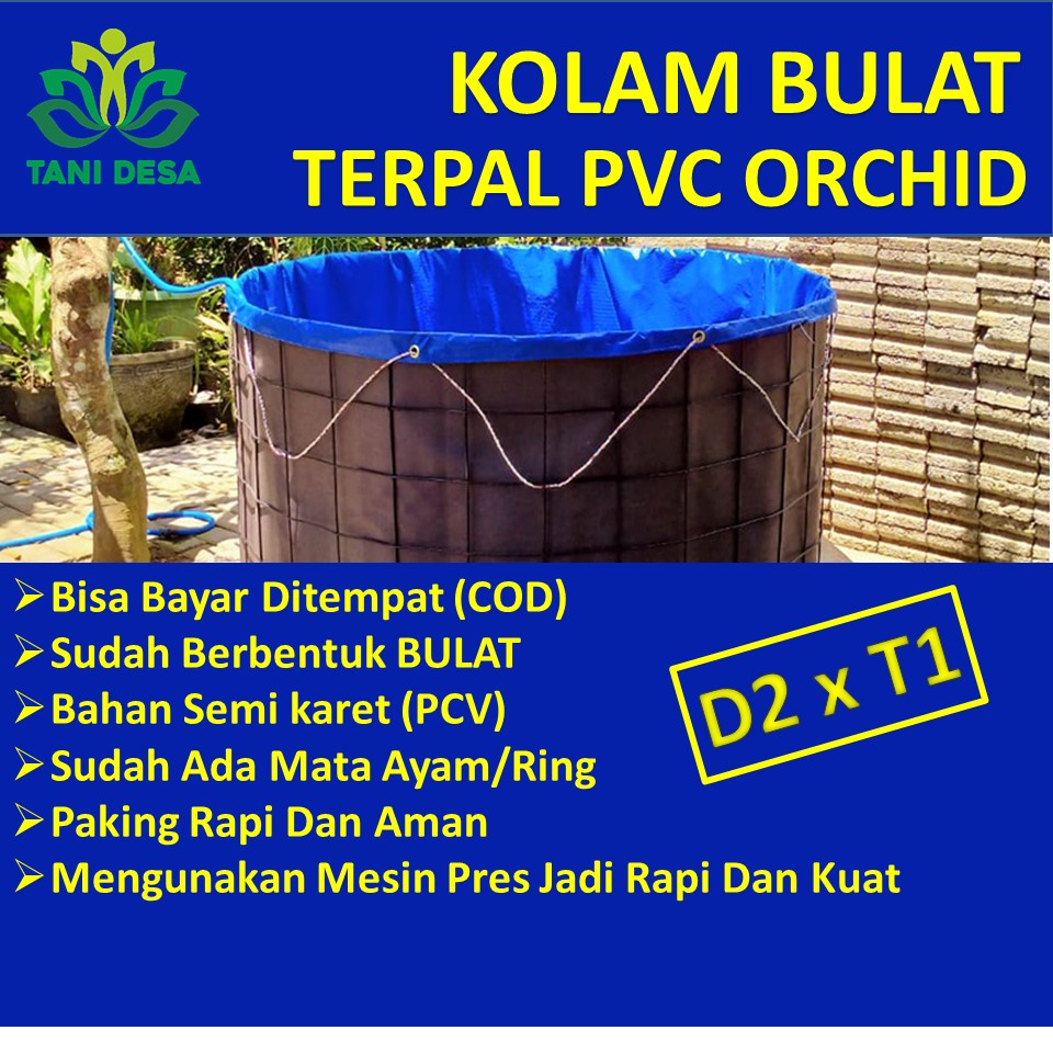 Kolam Terpal Bulat Bioflok Ukuran Diameter 2 m Tinggi 1 m, TERPAL SAJA