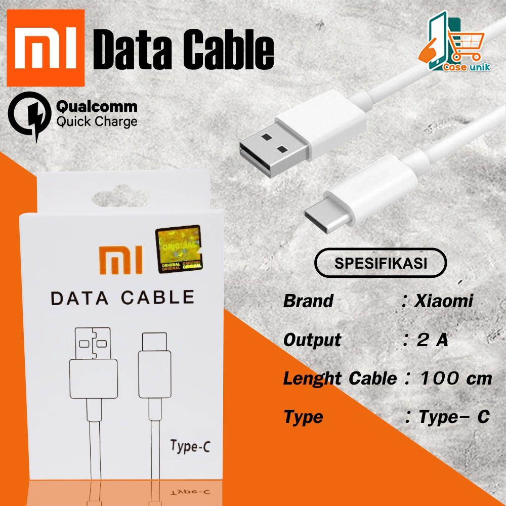 BM001 MI9 WHITE XIAOMI KABEL DATA NEW MODEL ORIGINAL REDMI 9A 9C NOTE 8 9 10 PRO MI9 TIPE C USB CS2486