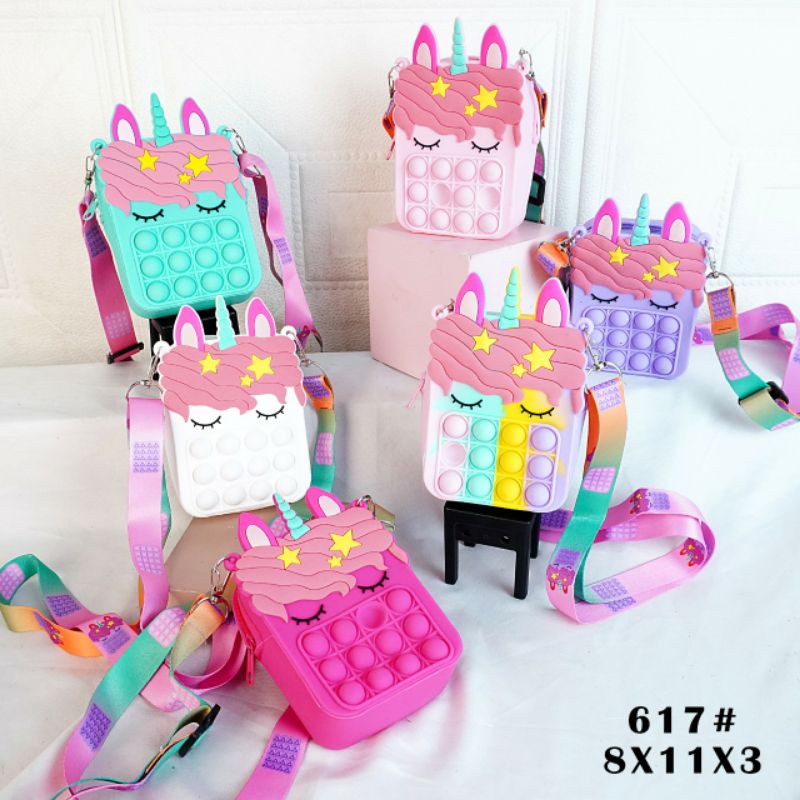 COD Tas Pop It Unicorn Wallet Cross Bag / Tas Anak Pop it unicorn sling bag