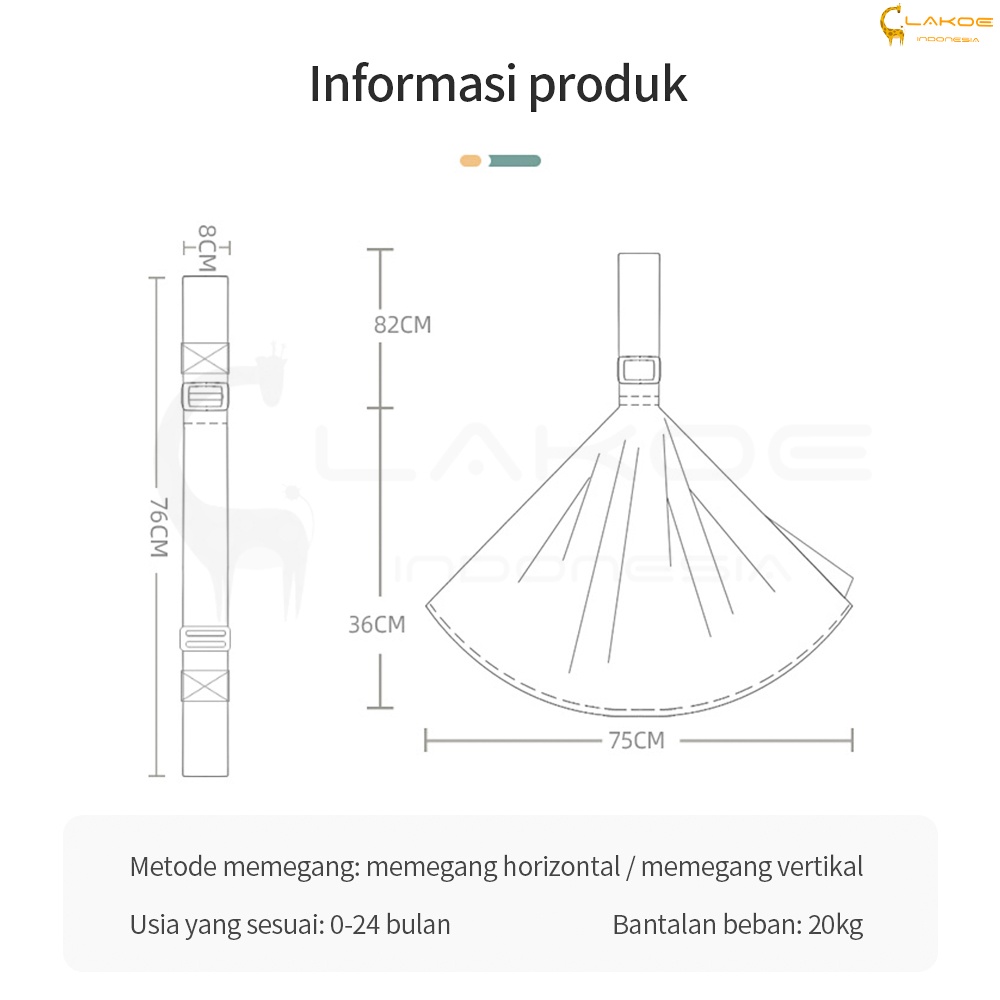 LAKOE Multifungsi Gendongan bayi samping 0-2 Tahun