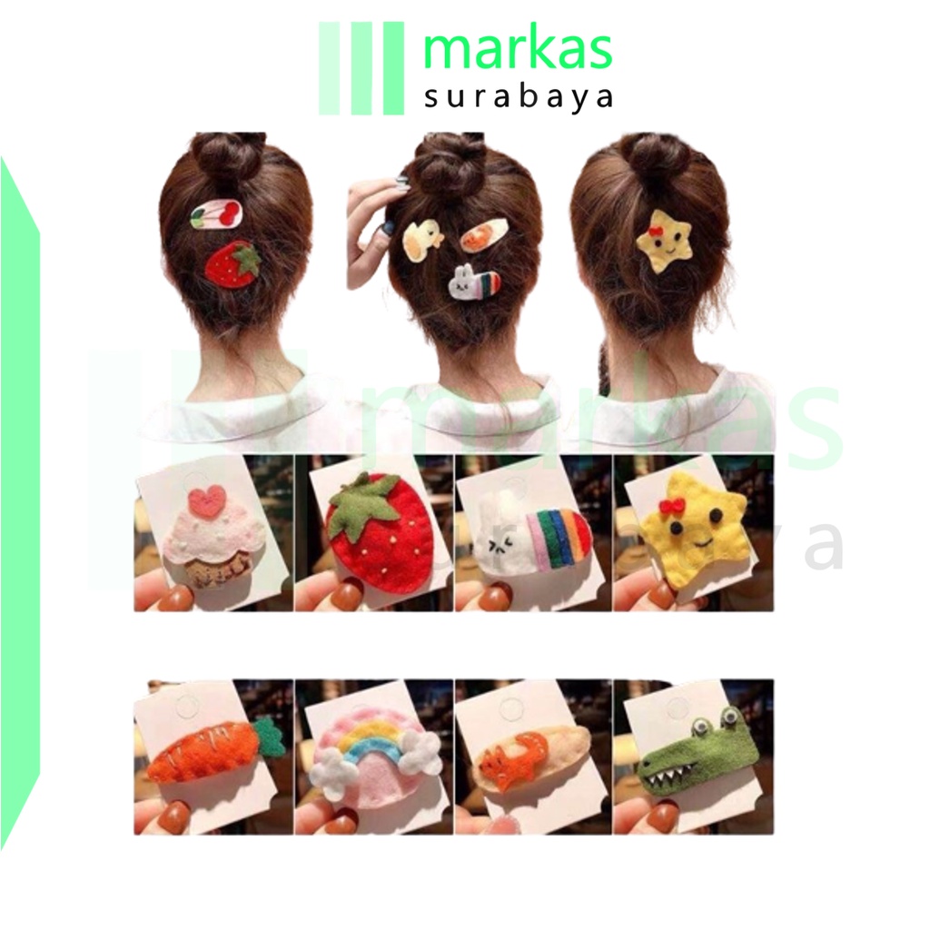 MARKAS ACC145 Jepit Rambut Anak Kain Motif Karakter  Korea Hairpin Handmade Aksesoris Rambut Wanita