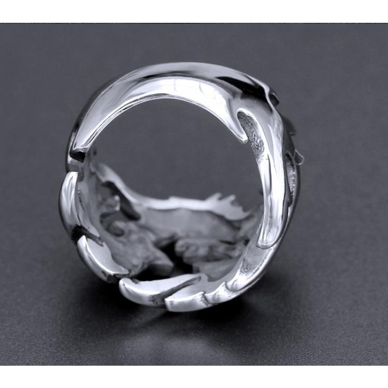 Cincin Model Terbuka Desain Naga Bahan Metal Gaya Retro Punk Rock Eropa Amerika Untuk Pria