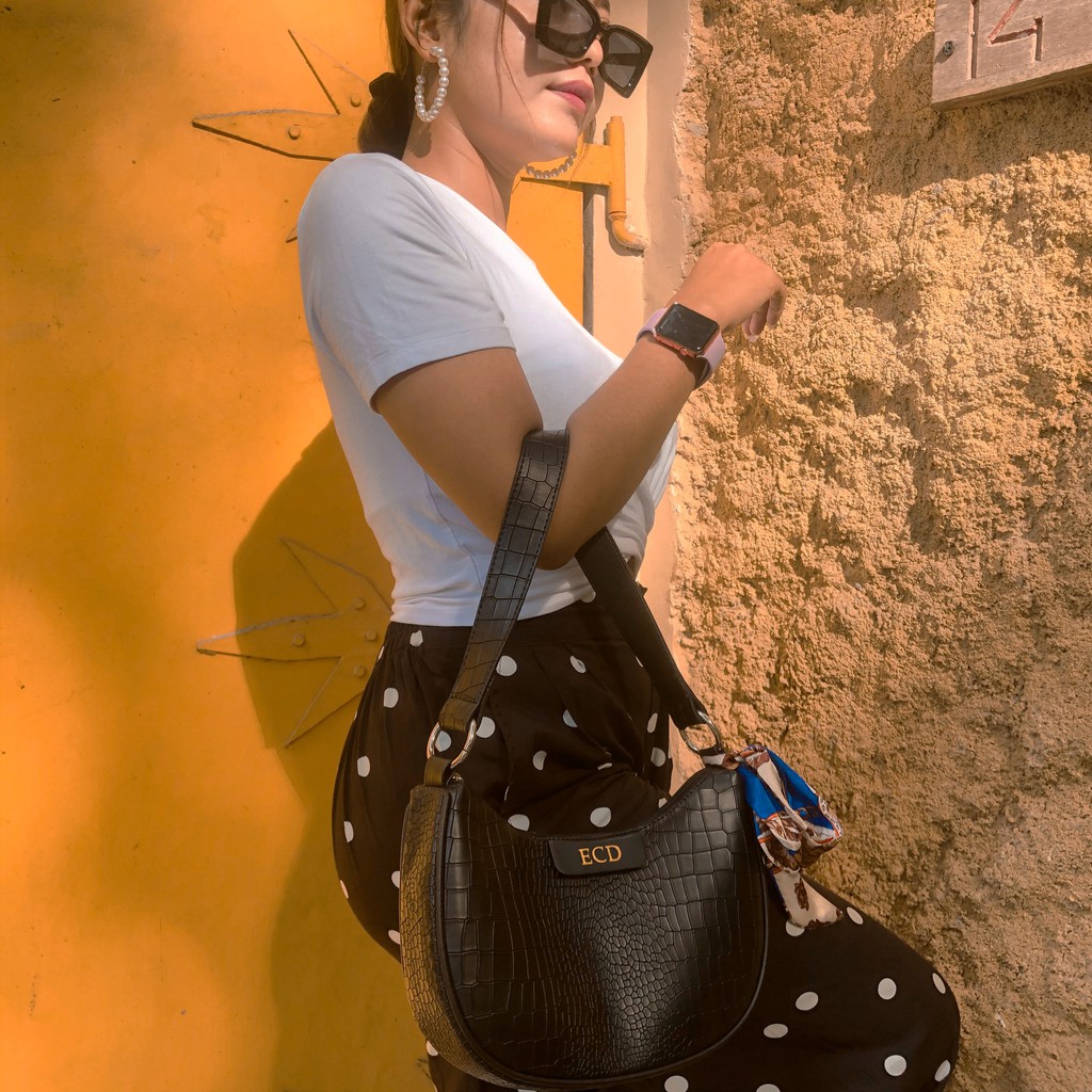 Nonataliashop - Nara Croco Tas Bahu / Baguette Bag (Free 2 Huruf)