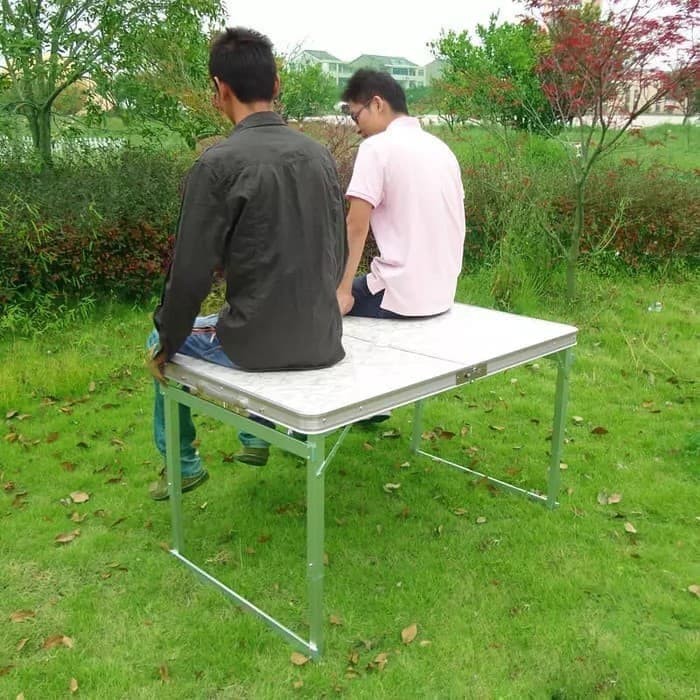 MEJA LIPAT KOPER HPL ALUMUNIUM MEJA LIPAT CARRY KOPER SERBAGUNA