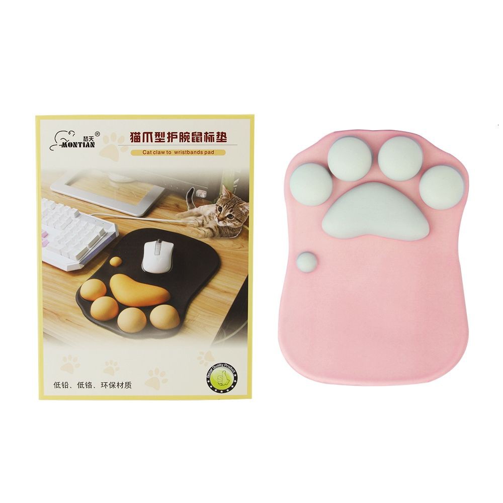Mouse Pad Bentuk Telapak Kaki Kucing Lucu Bahan Silikon Lembut