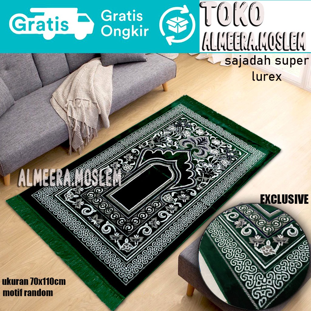 Sajadah Turki Dewasa Exclusive /ukuran 70cm x 110cm/Sajadah Tebal Sajadah Halus Sajadah Lembut Original/Perlengkapan Shalat/Pakaian Muslim/Sejadah Turki Dewasa/ Sajadah Impor Turki/Almeera Moslem