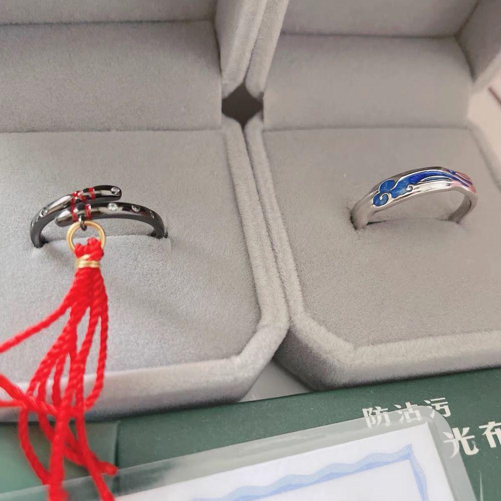 Needway Pembukaan Cincin Pasangan Pernikahan Gaya China Grandmaster Budidaya Setan Punk Untuk Wanita Pria MDZS Alat Peraga Cosplay