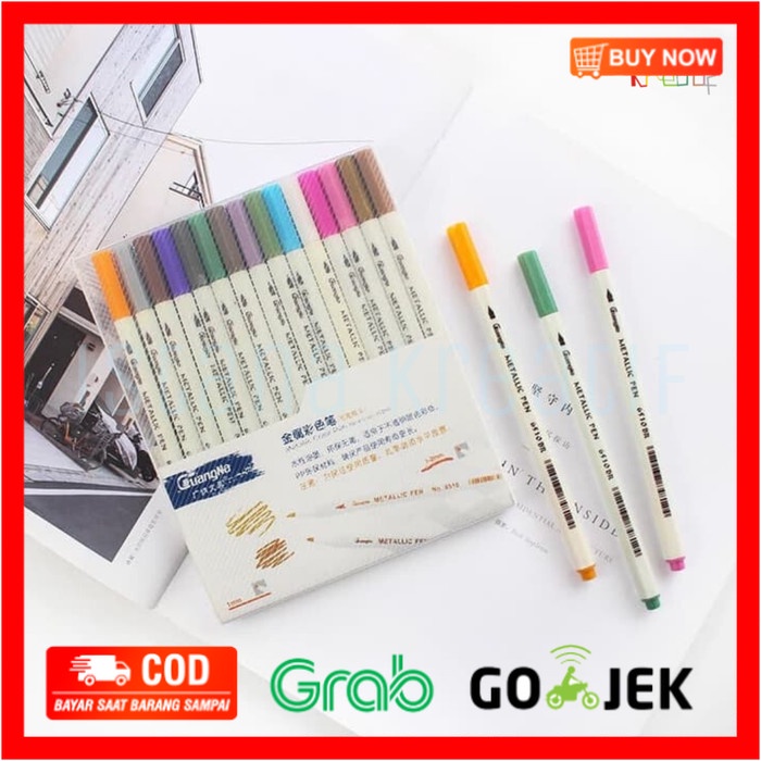 

(BISA COD) GuangNA Metallic Brush Pen Set | 15 Color