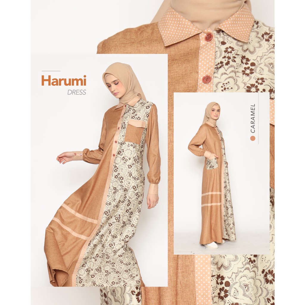 Harumi Dress Caramel | Gamis Katun Funky Casual | MyRin