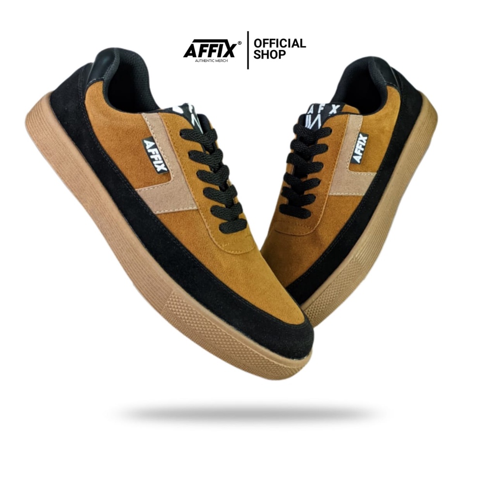 Affix Authentic Merch | Sepatu Sneakers Pria Casual Terbaru Brand Lokal Original AFX 001 | Warna Tan