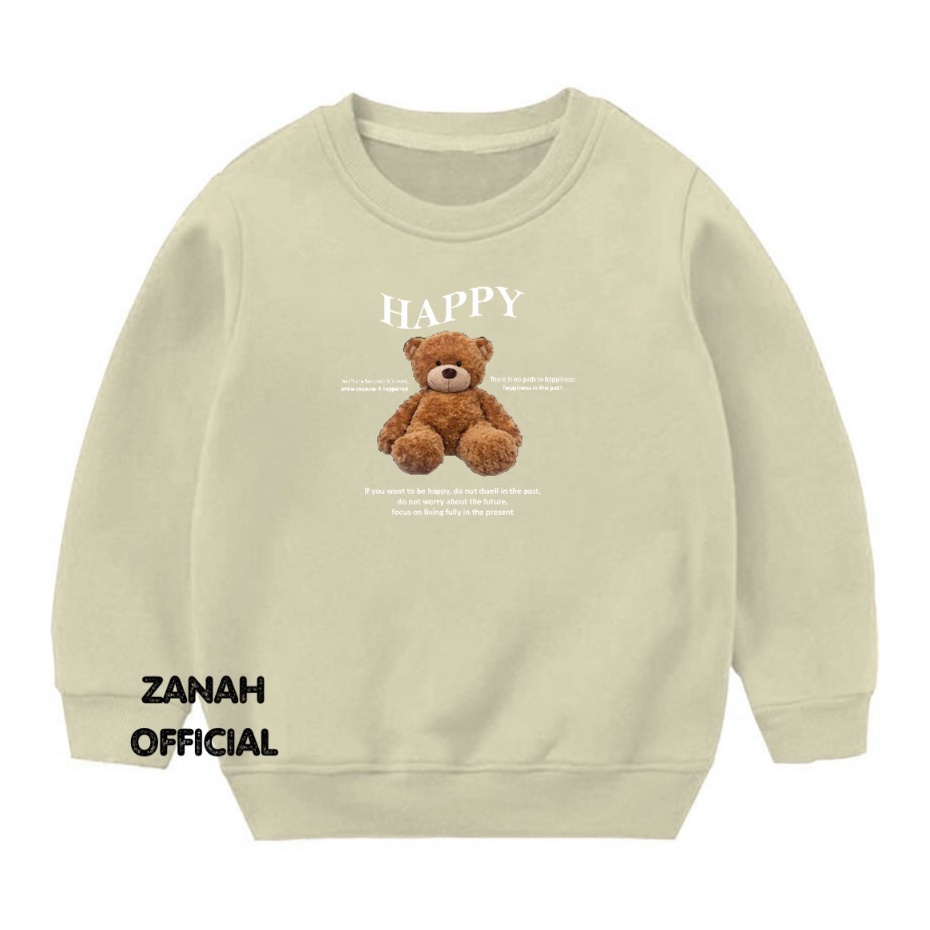 Crewneck Balita Anak Anak 1-5 thn Bahan Pleece Terbaru Motif Happy Bear