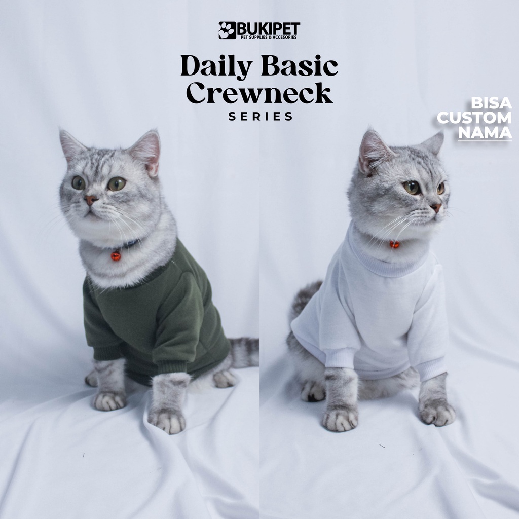 baju kucing anjing kelinci monyet lucu murah aksesoris hewan kecil - DAILY BASIC CREWNECK