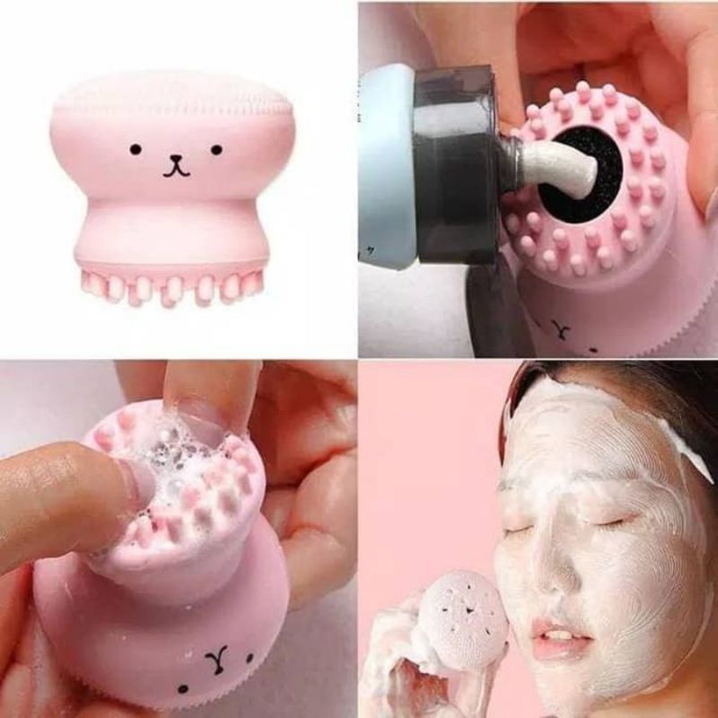 Brush Cleaner Gurita Facial Cleansing Brush / Alat Pembersih Wajah Cuci Muka / Face Washing Brush Spon Cumi