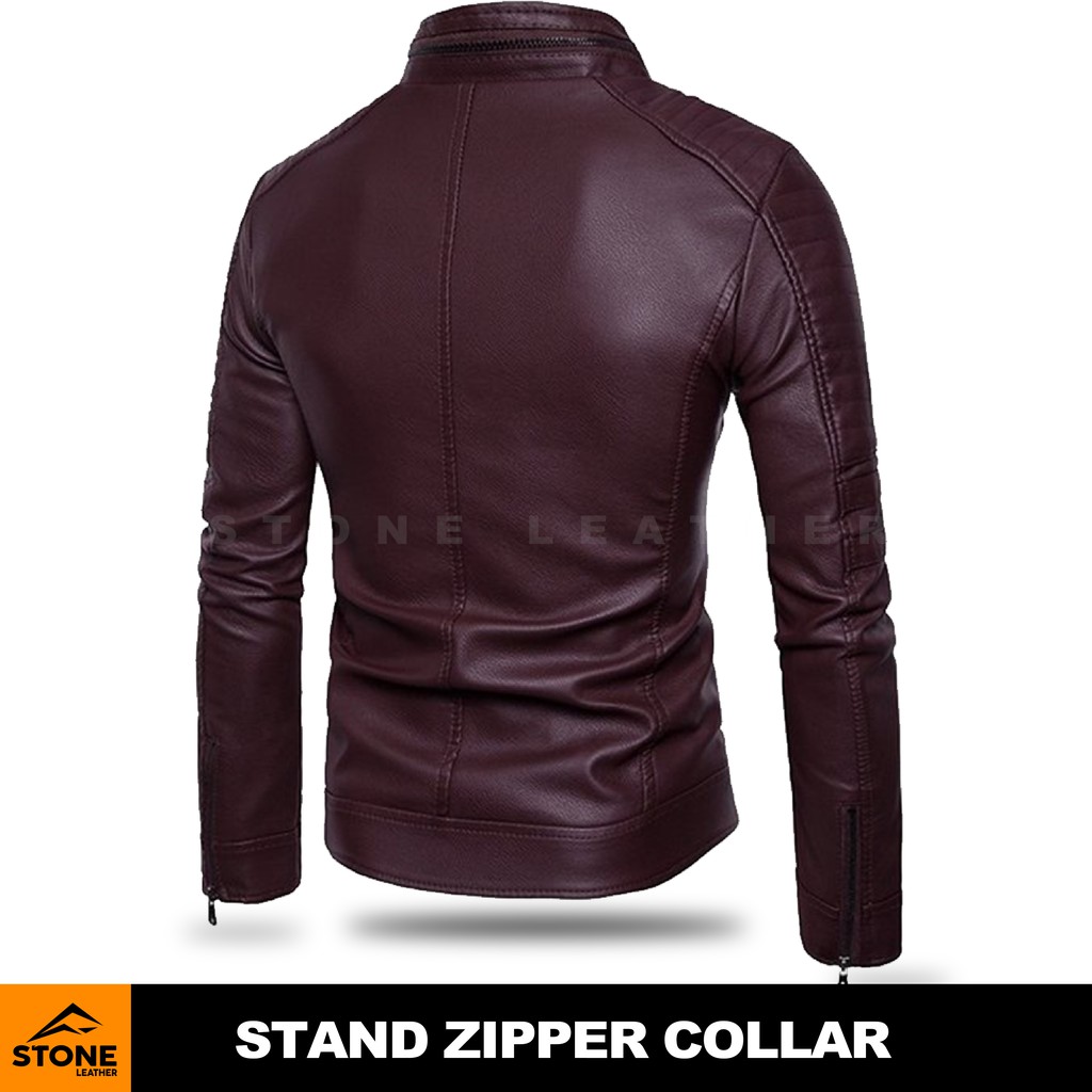 JAKET KULIT PRIA ORIGINAL SLIM FIT / JAKET KULIT PRIA TERBARU / JAKET KULIT SINTETIS