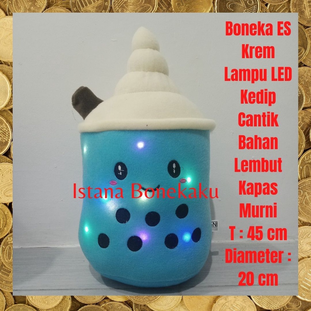 Boneka Boba Bantal Boba Ice Cream T : 45 cm Lampu LED Mewah Halus Isi Dacron Murni