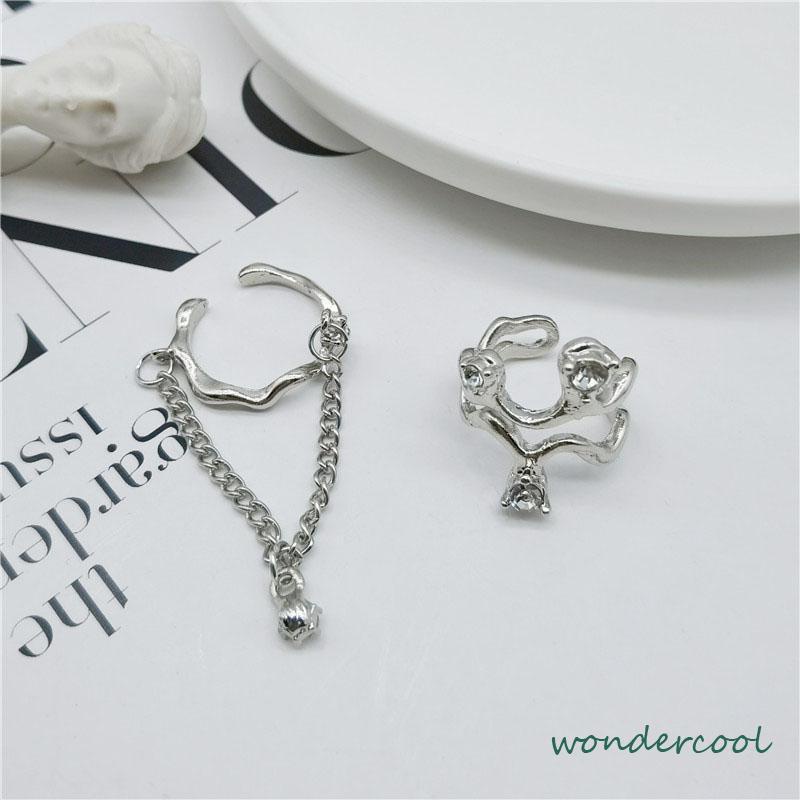 2pcs Cincin Model Gelombang Tidak Teratur Adjustable Untuk Wanita-Won