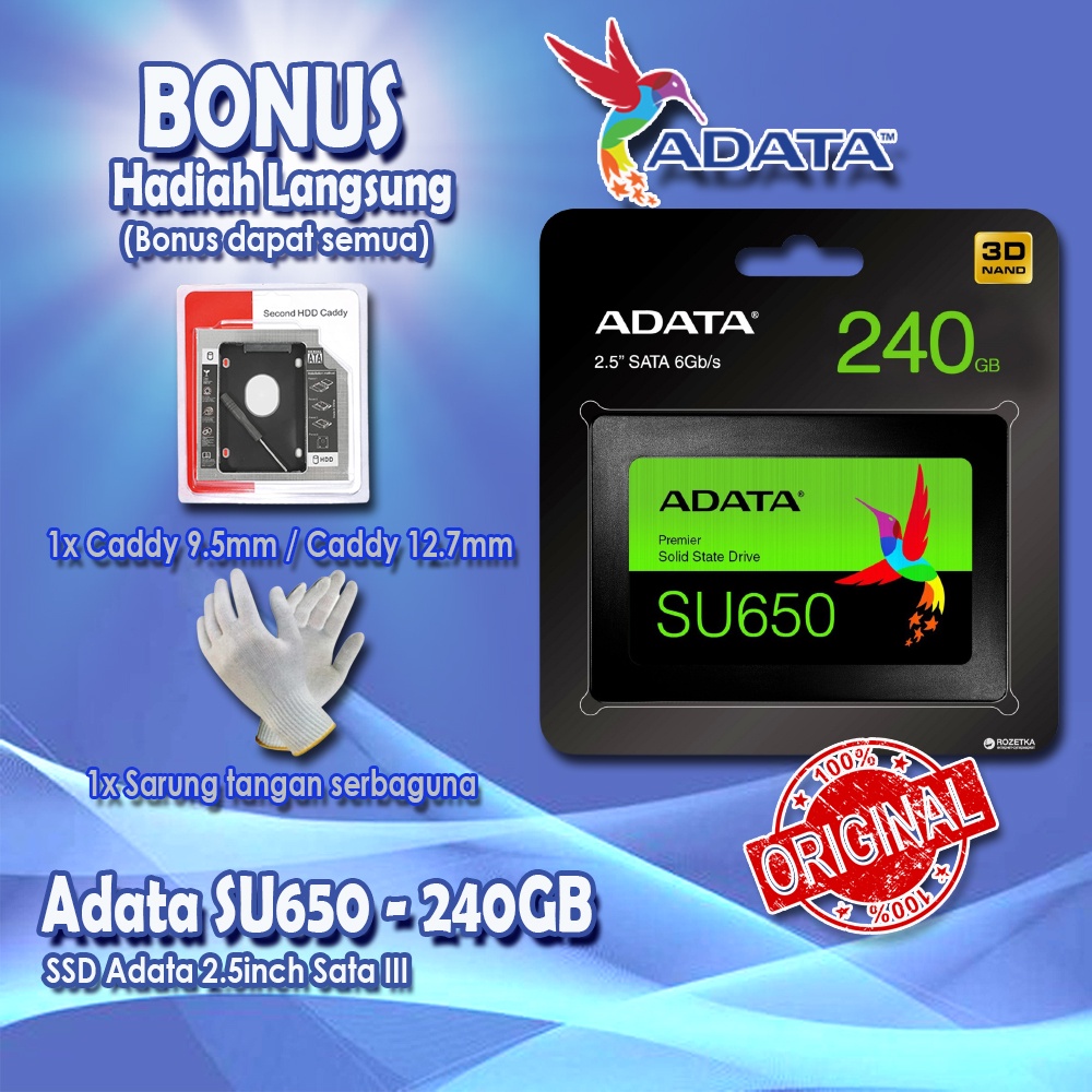 PAKET SSD DAN CADDY ADATA SU650 240GB Ultimate 2.5 Sata III