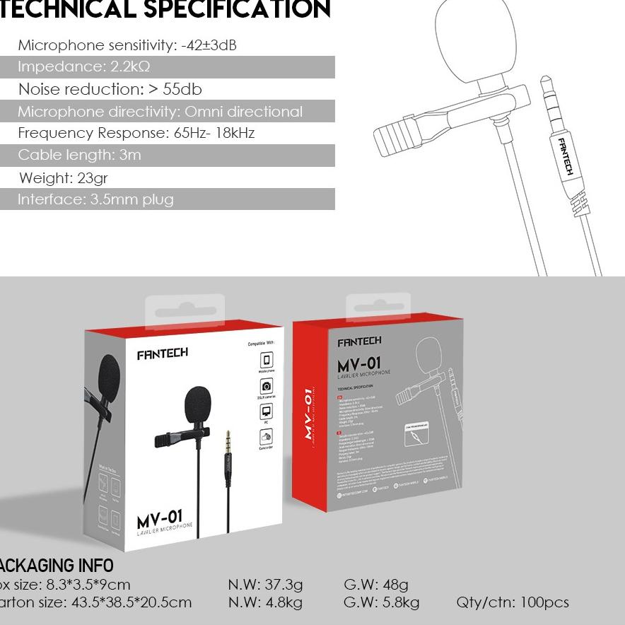 Fantech MV01 Clip on Lavalier Microphone