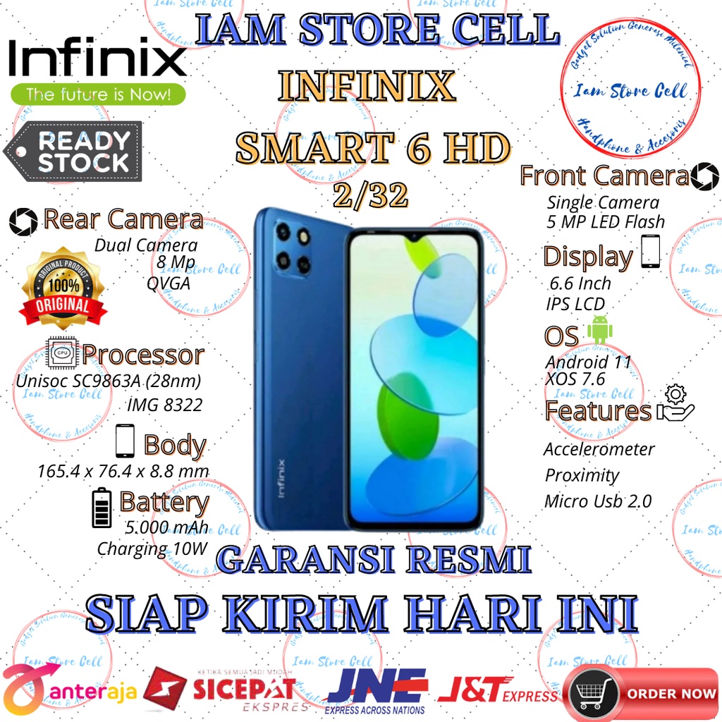 infinix smart 6 hd 2 32gb new garansi resmi