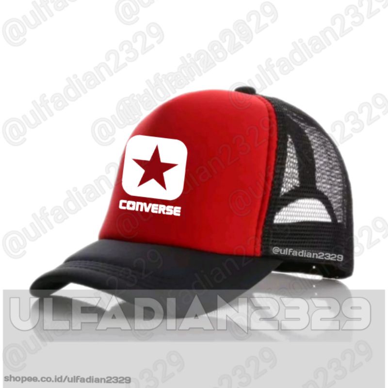 Topi Trucker Converse - Topi Converse Star Hitam-Merah-Hitam Premium