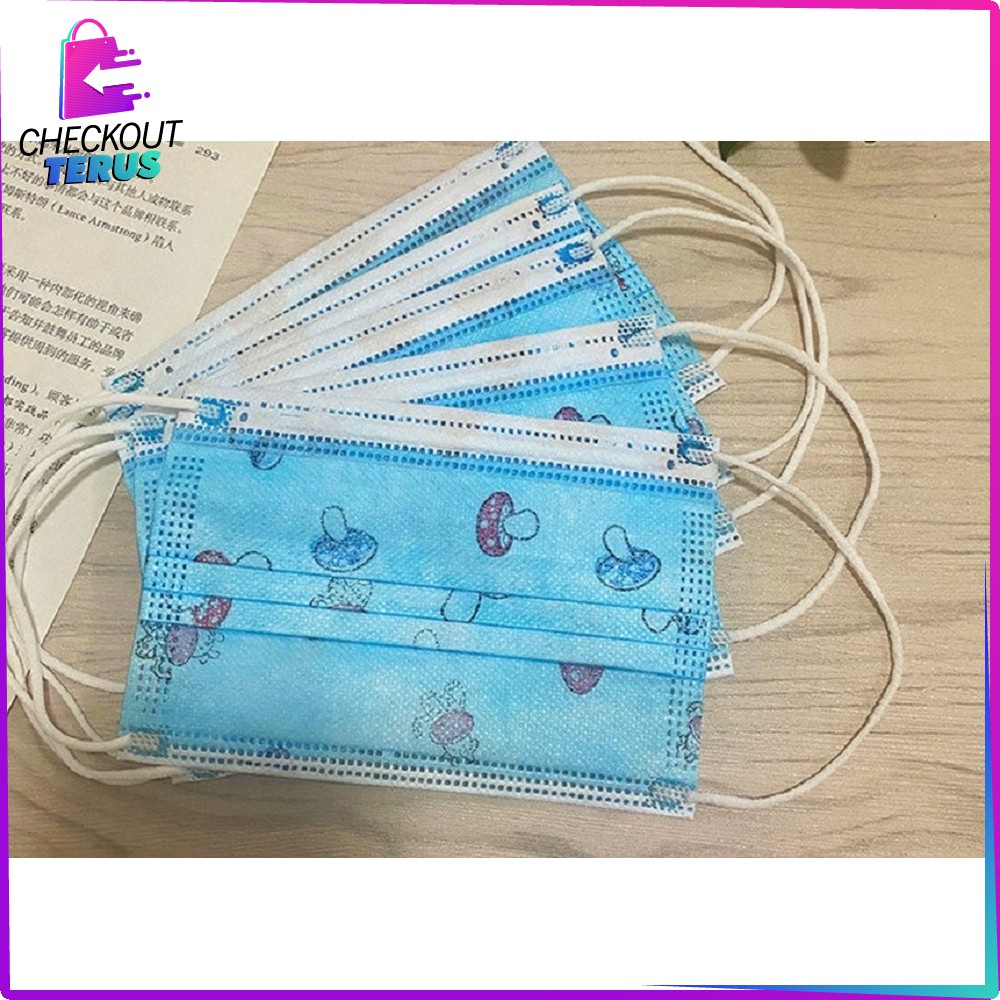 CT C262 Masker Anak 3 Ply Karakter Isi 50Pcs Masker Anak Sekali Pakai Dengan Pengait Telinga Kids Face Mask 3Ply