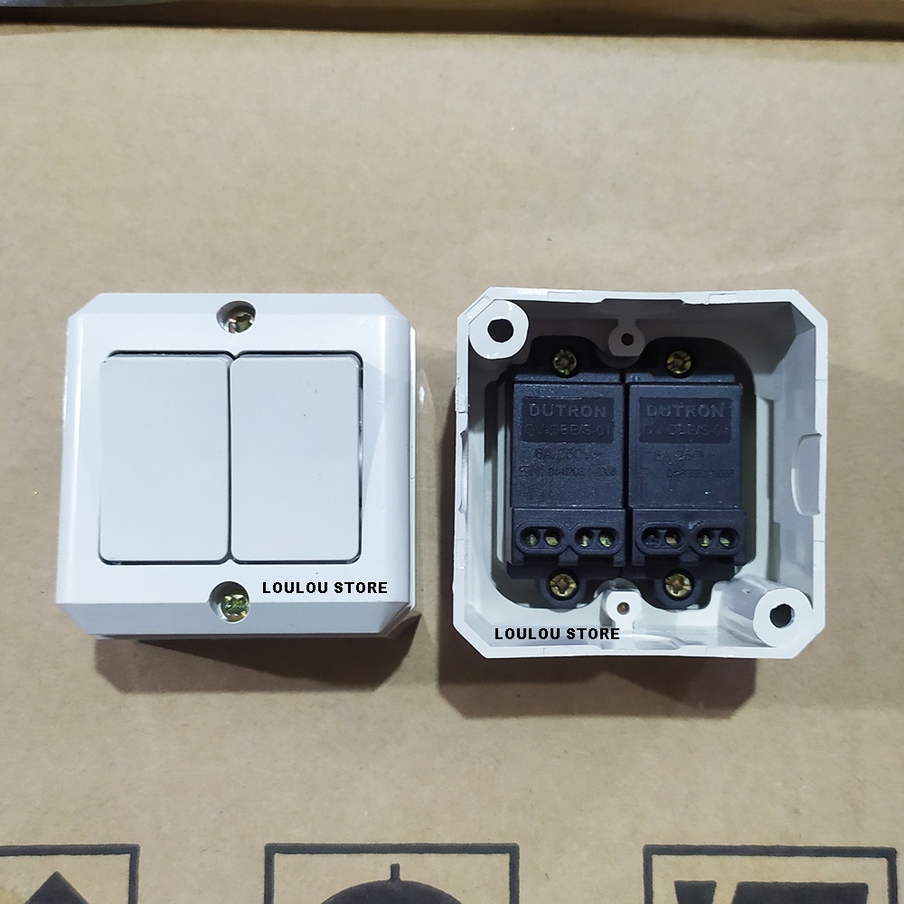 DUTRON Saklar Double Outbow Saklar Seri Outbow Tempel Dinding SNI