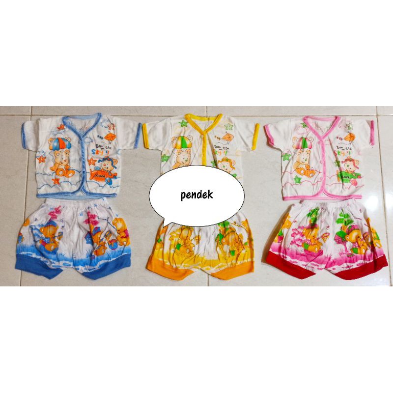 3 pc Setelan Paket baju bayi dan celana bayi isi 6 pcs (3 celana + 3 baju) bahan katun