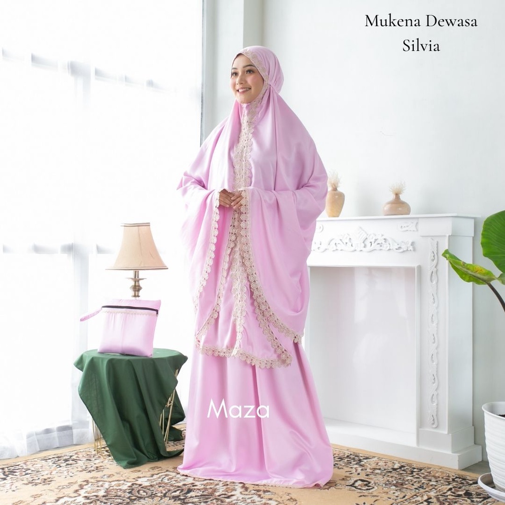 Mukena Dewasa Polos Bahan Satin Silvia Maza