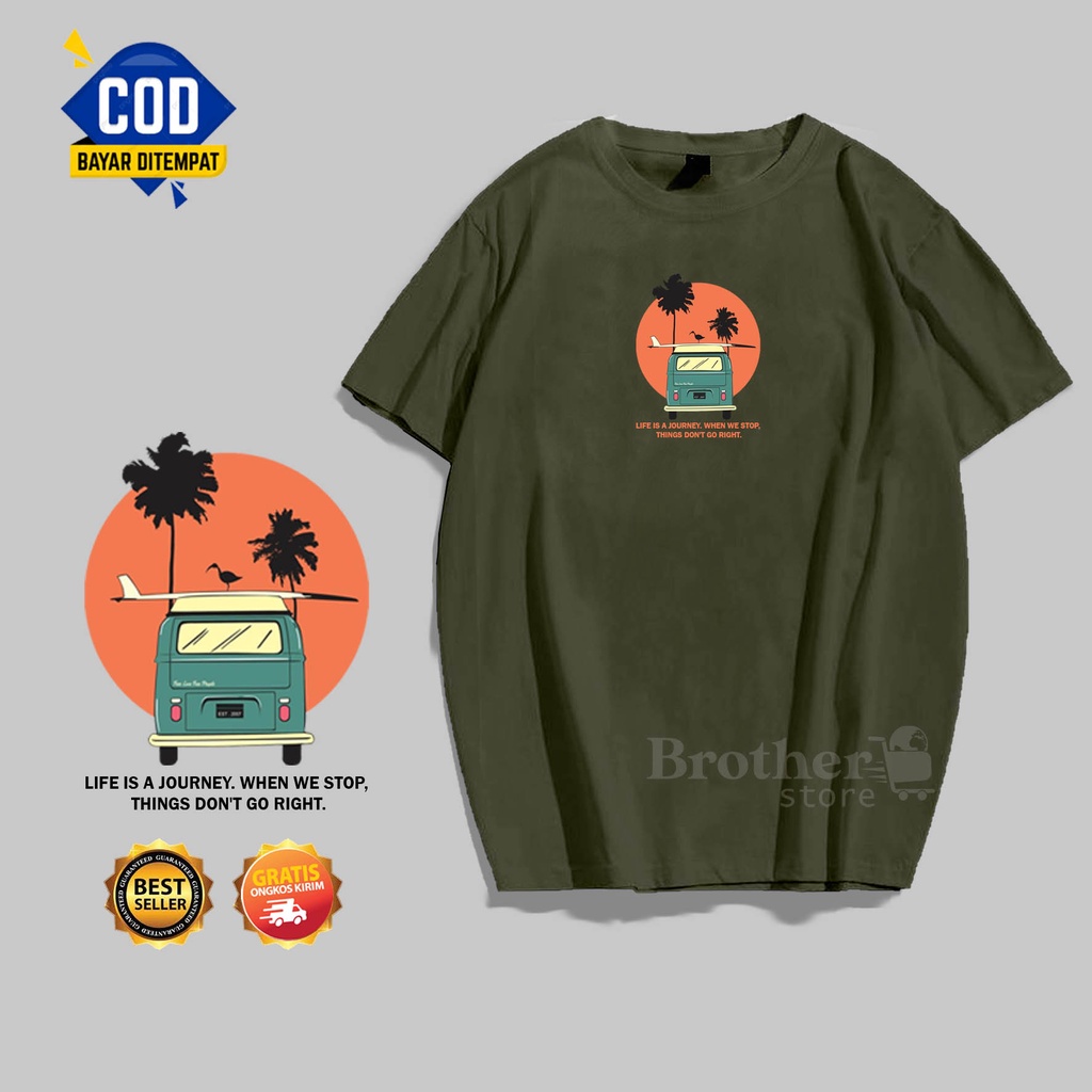 BROTHER STORE - Kaos Distro Pria - KAOS COWOK CEWEK - Kaos Kata Kata - Articel Life is a journey Premium