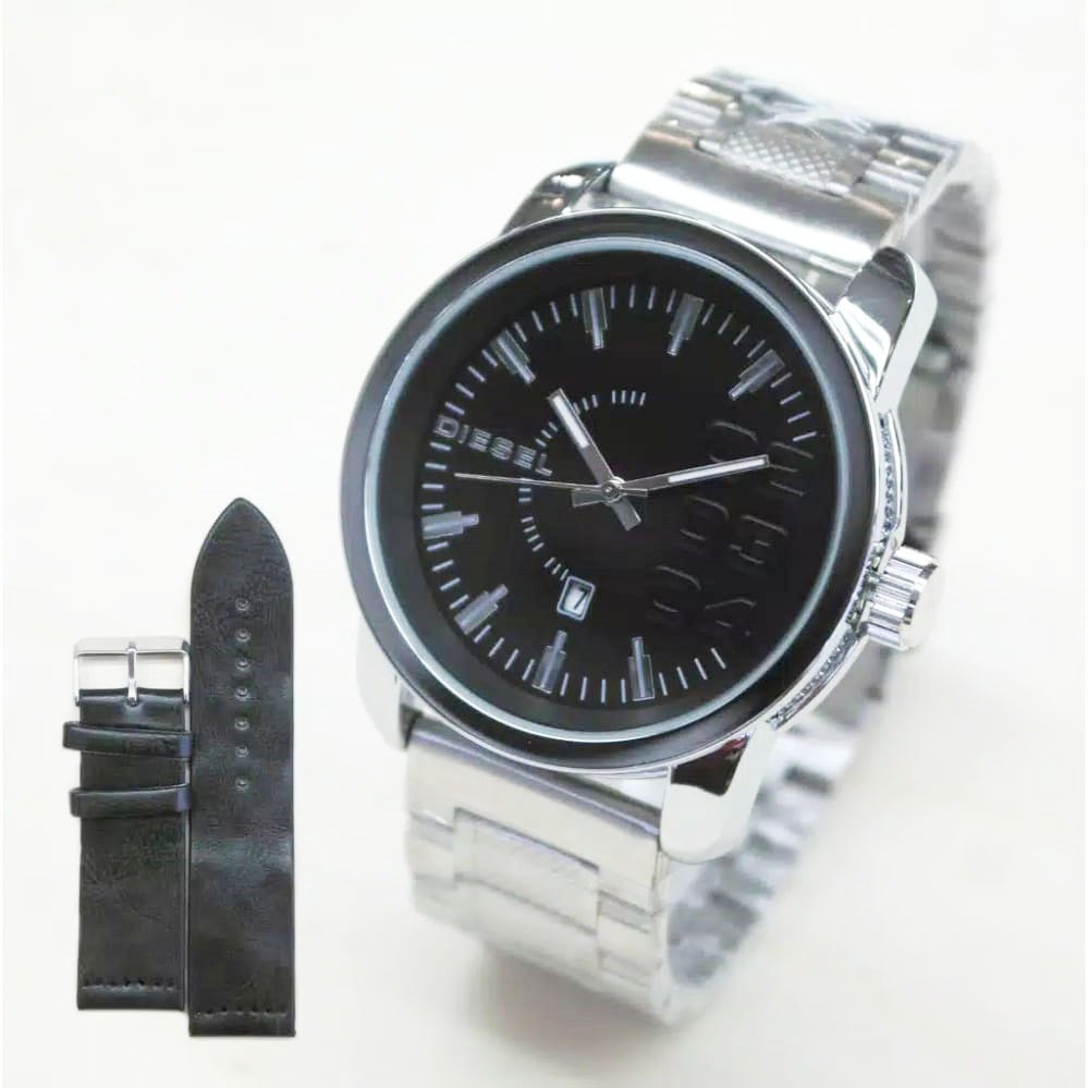 Jam Pria Bahan Steinless Ukuran 4.5cm - Jam Tangan Ukuran 4.5cm Display Analog &amp; Fitur Tanggal