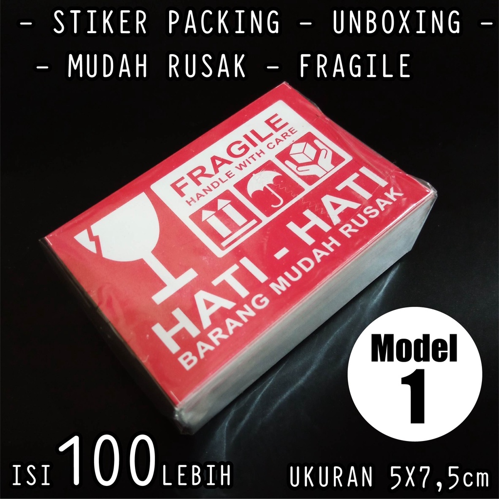 ISI 100PCS LEBIH STIKER FRAGILE STIKER PACKING LABEL PENGIRIMAN STIKER PECAH BELA ANTI AIR