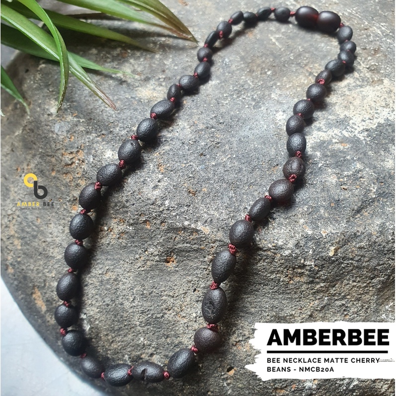 Kalung Amber Bayi &amp; Anak ORI Baltic Premium Matte Cherry Beans NMCB20A By Amber Bee