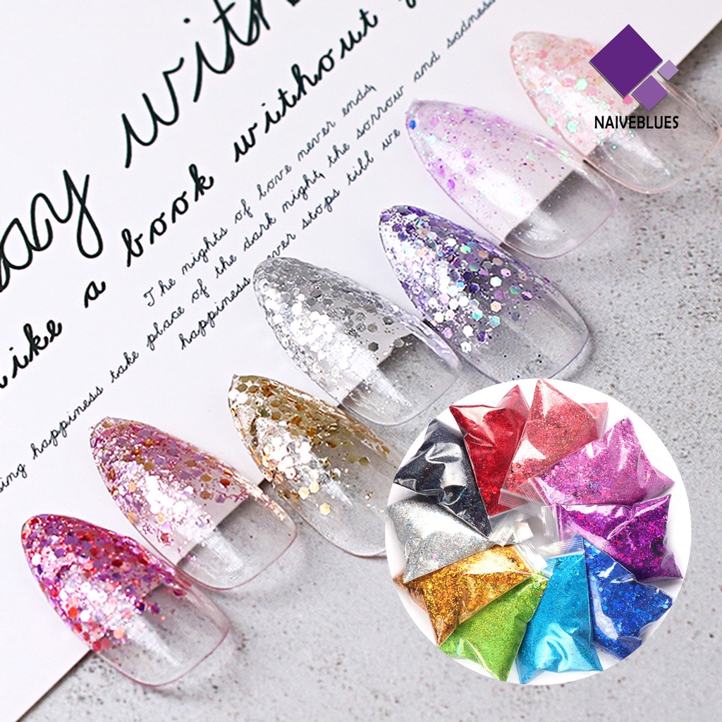 Naiveblue 50g / Kantong Sequin Bentuk Segi Enam Ringan Handmade DIY Bebas Bau