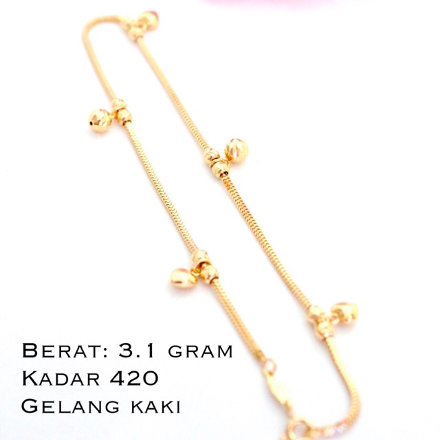  Gelang  Kaki Emas  Putih  3  Gram   MODEL BARU