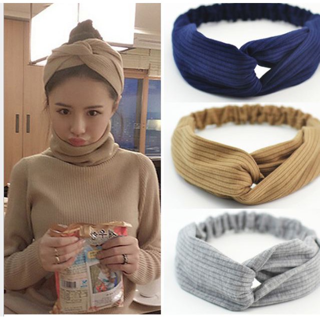 RSB VZ044 Premium Bandana Simpul Twist Elastis Ala Korea Untuk Wanita / BANDO POLOS