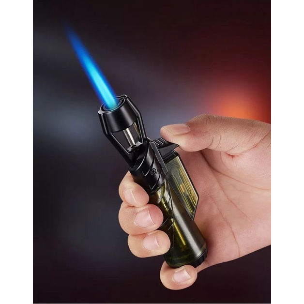 Lighter Single Jet Fire/ Korek api 1 jet api biru tabung transparan multifungsi