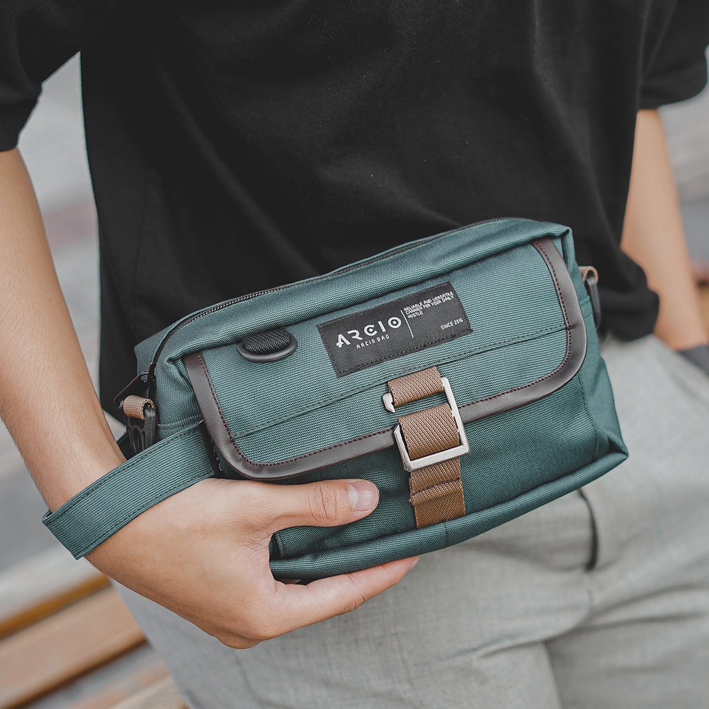 Lito Green | Tas Slempang Pouch Ori Pinggang Bahu Multifungsi Sling Pria Waistbag | FORIND x Arcio