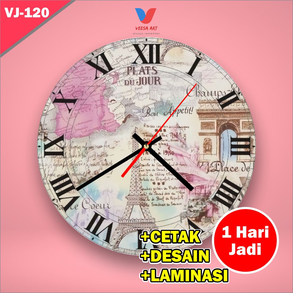 Jam Dinding Murah Unik Bagus Lucu Jam Kayu Creative Vintage Paris