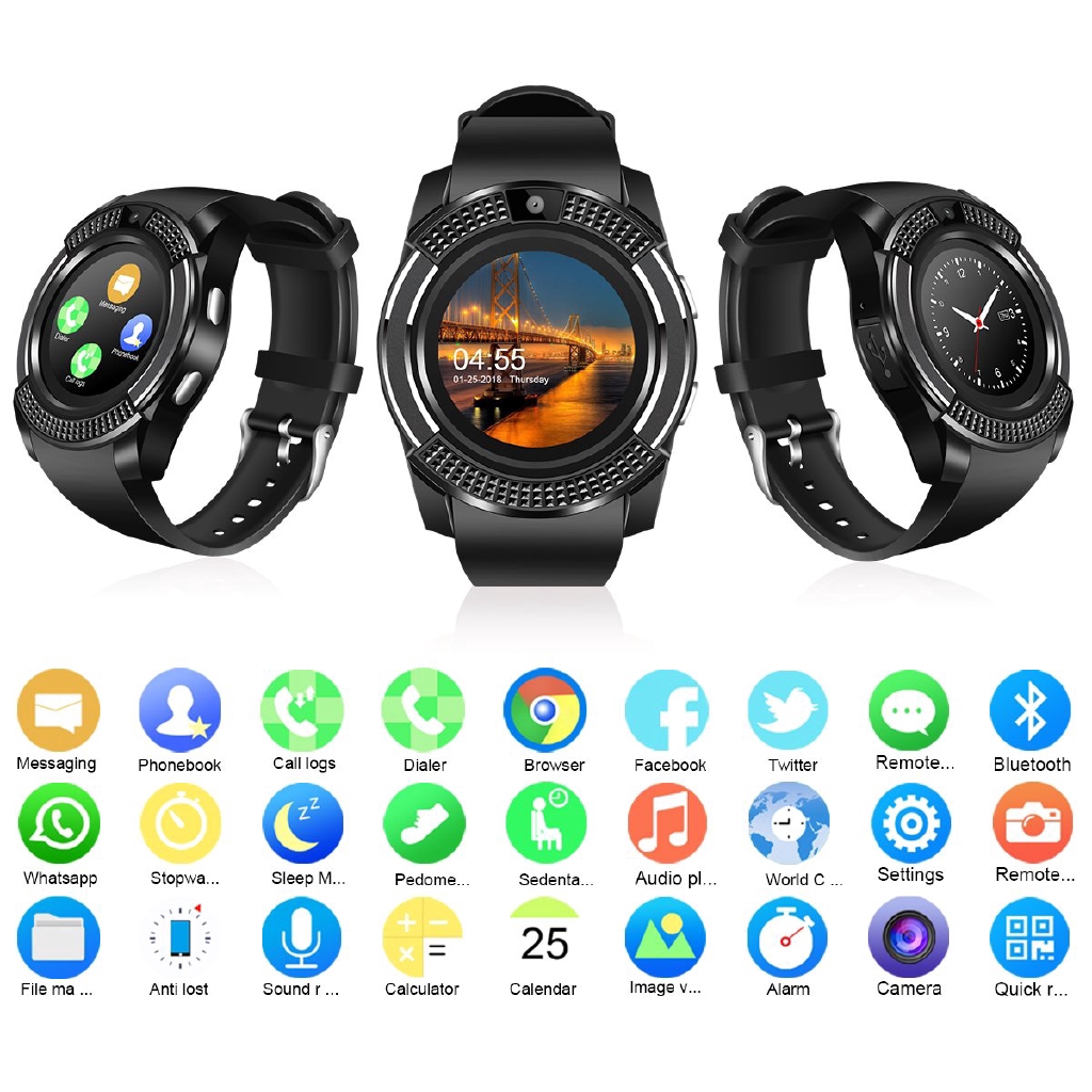 v8 bluetooth smart watch sports fitness tracker