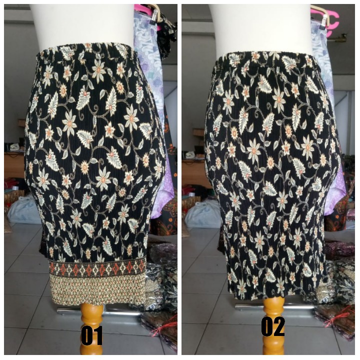 SB Collection Rok Plisket Yusnita Pendek Midi Batik Jumbo Wanita