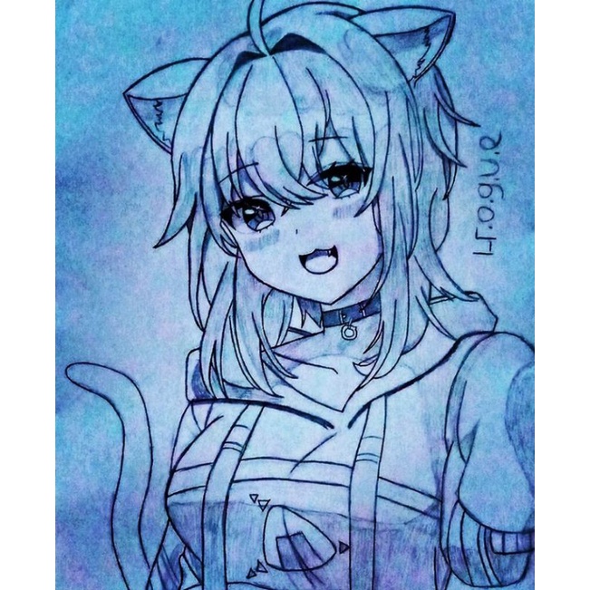 

sketch art vtuber hololive japan nekomata okayu