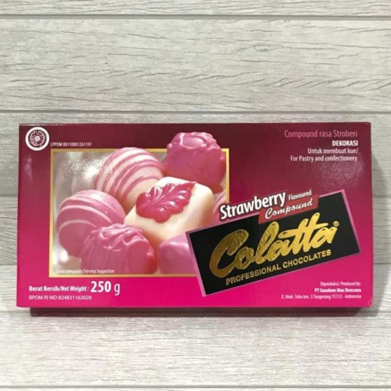 

250g Colatta DCC Milk Dark chocolate Strawberry White Proffesional Chocolates Coklat Compound